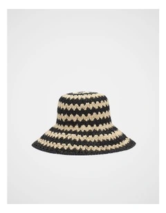 Two Tone Wide Brim Hat in Black