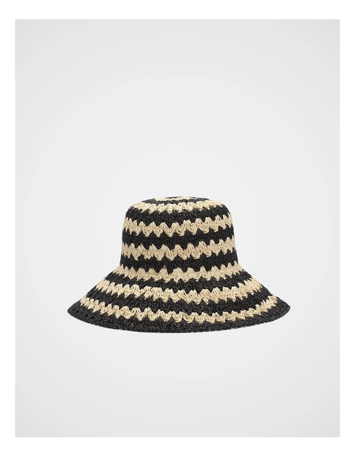 Two Tone Wide Brim Hat in Black image 1