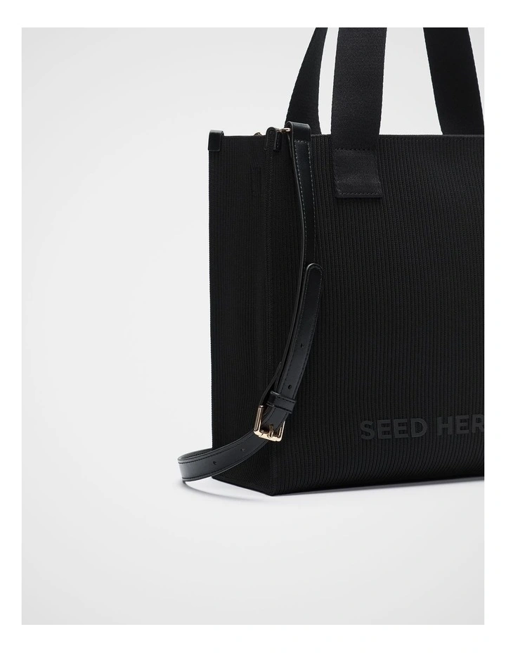 Seed Knit Tote in Black image 3