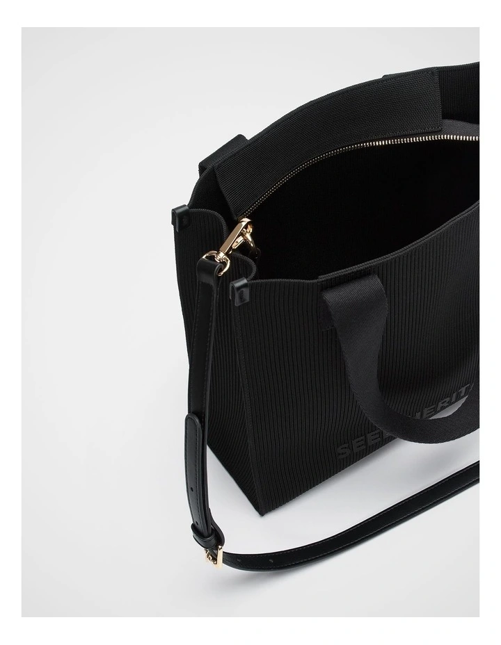 Seed Knit Tote in Black image 4