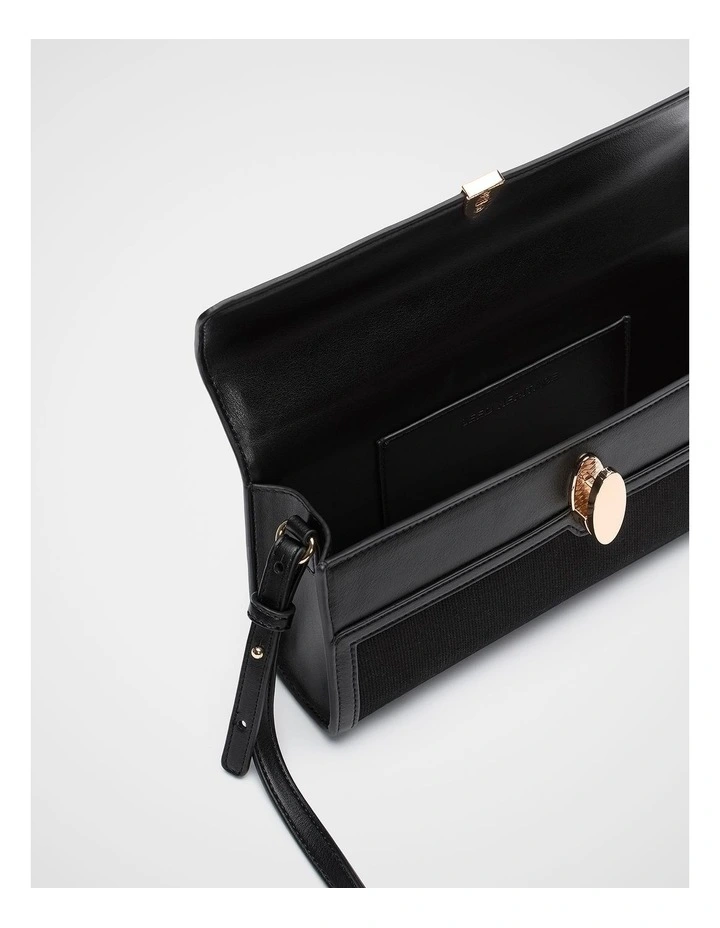 Textured Fabric Clutch in Black image 4