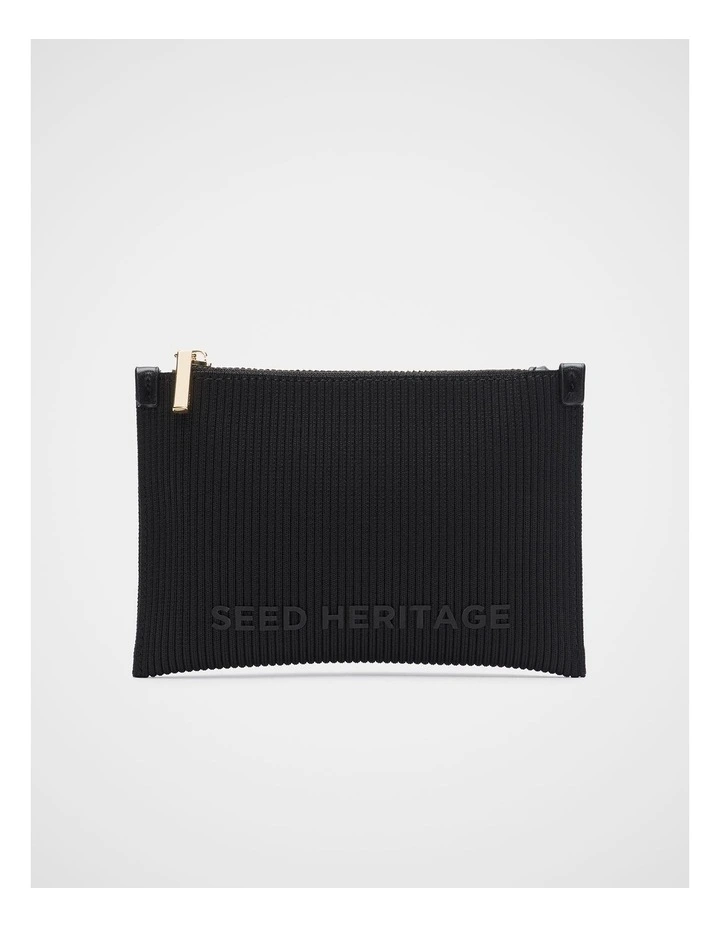 Knit Zip Purse in Black image 1