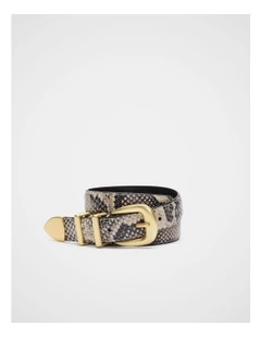 Hallie Metal Keeper Belt in Snake Print