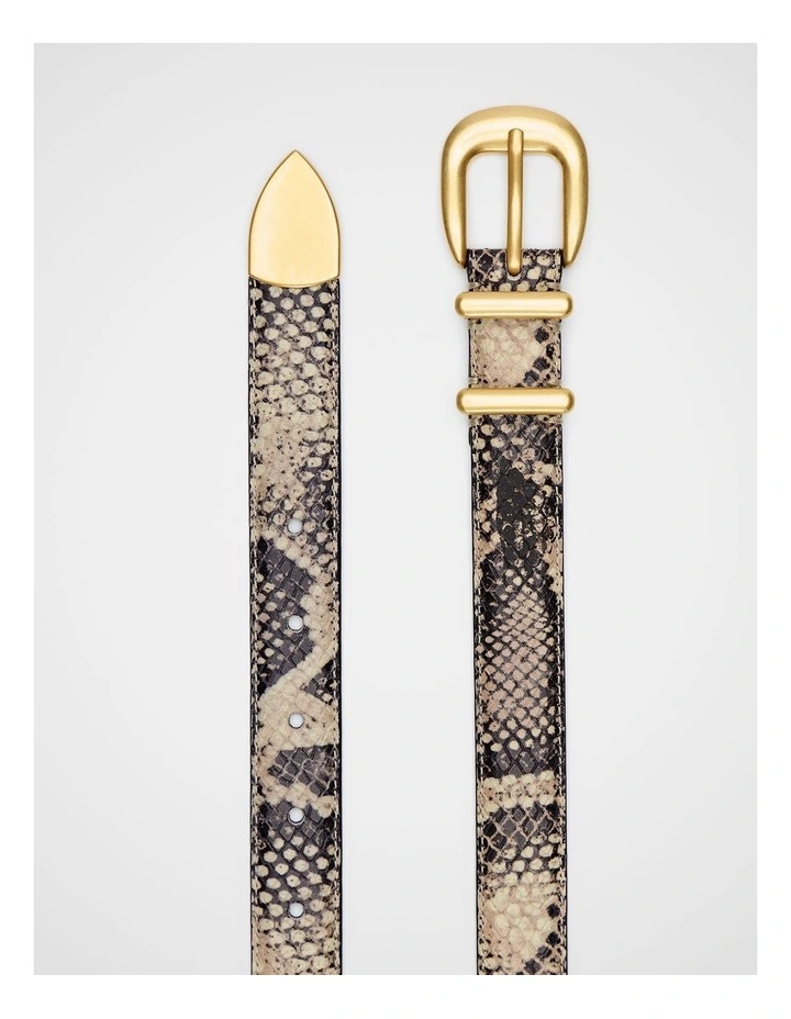 Hallie Metal Keeper Belt in Snake Print image 3