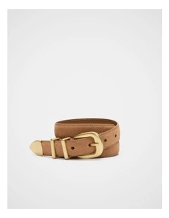 Hallie Metal Keeper Belt in Toffee Suede
