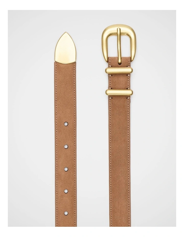 Hallie Metal Keeper Belt in Toffee Suede image 3