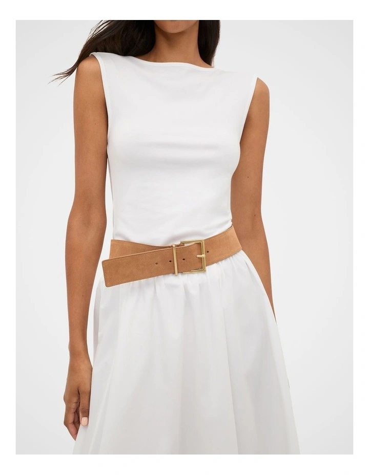 Olivia Wide Belt in Toffee Suede image 2