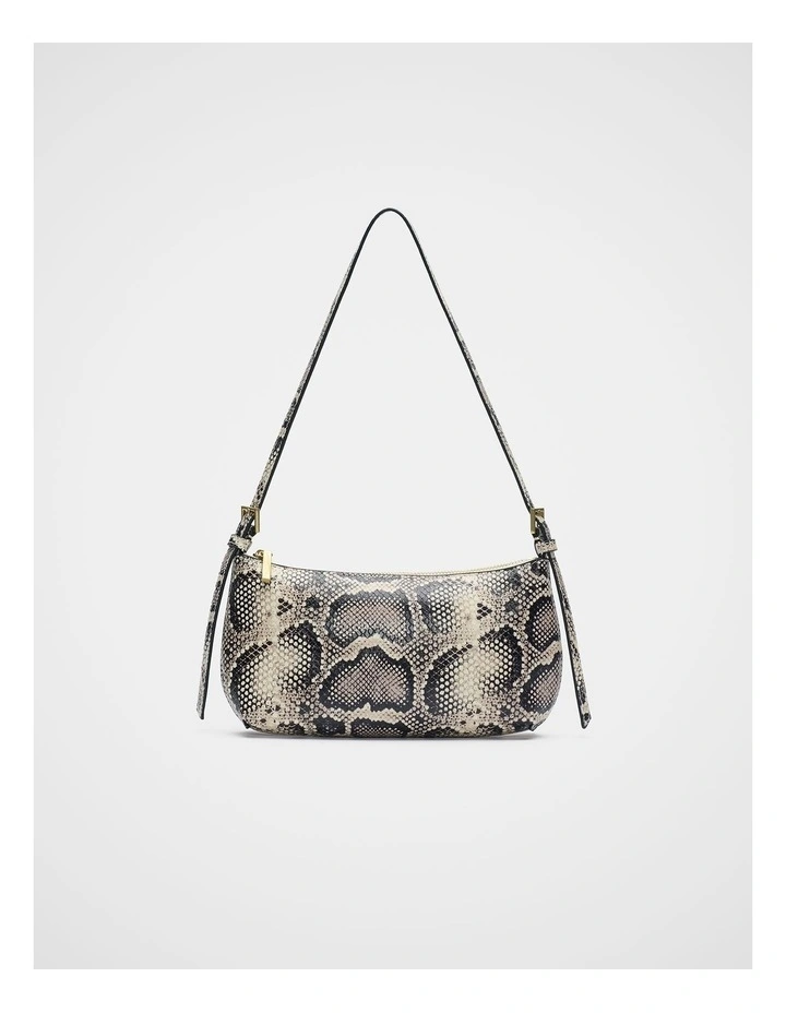 Leather Shoulder Bag in Snake Print image 1