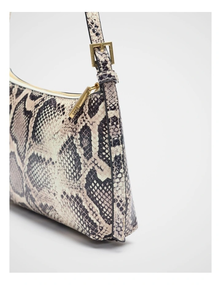 Leather Shoulder Bag in Snake Print image 3