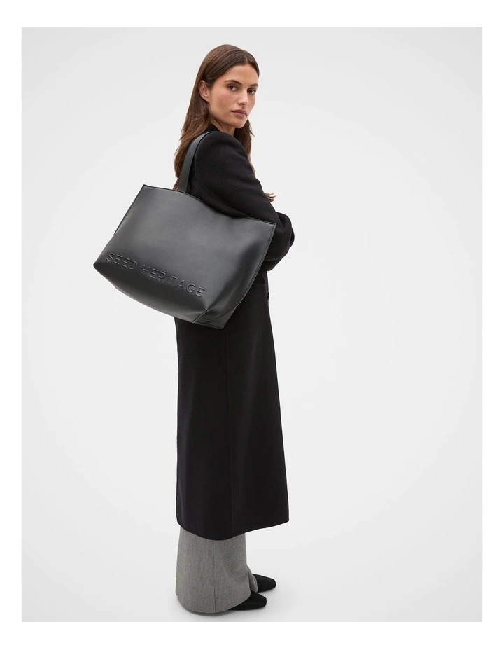 Logo Detail Tote in Black image 2