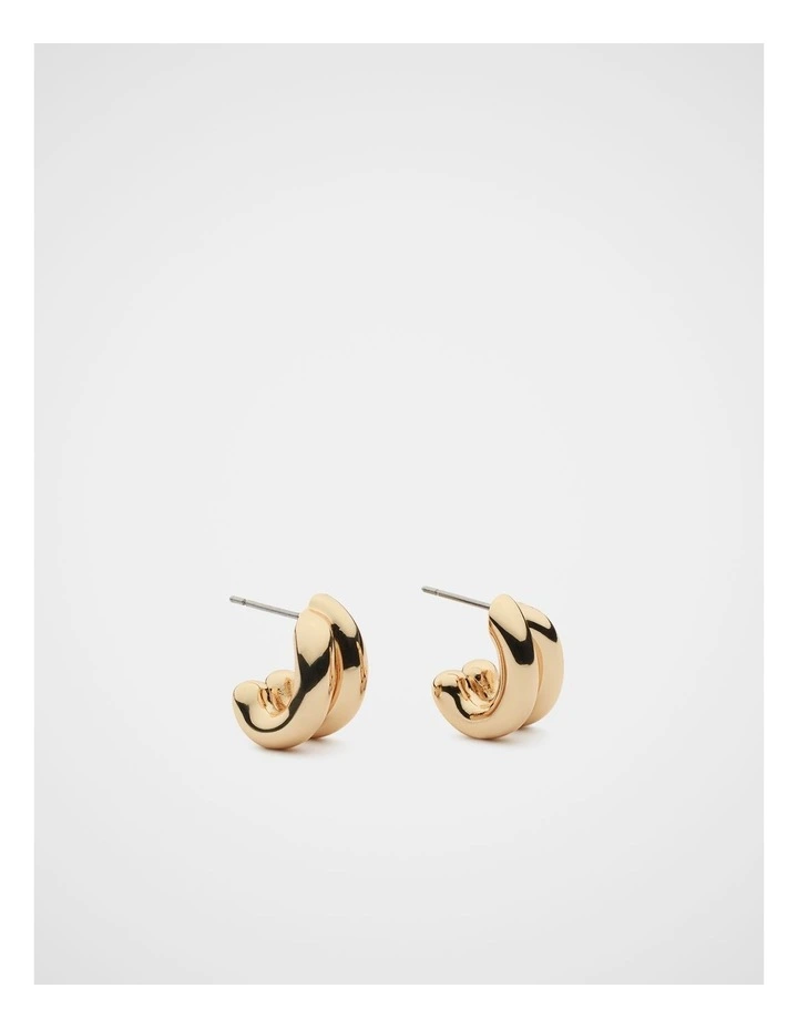 Double Illusion Hoop Earrings in Gold image 1
