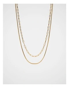 Waterproof Duo Chain Necklace in Gold