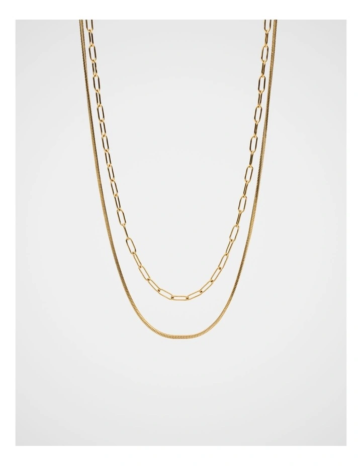 Waterproof Duo Chain Necklace in Gold image 1