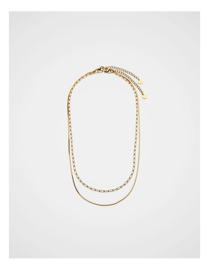 Waterproof Duo Chain Necklace in Gold image 3