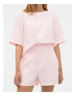 Core Linen Waisted Short in Primrose