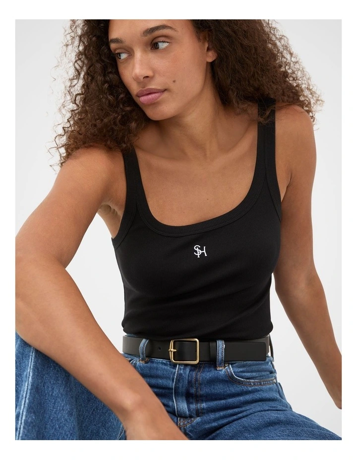 Core Rib Tank in Black image 4