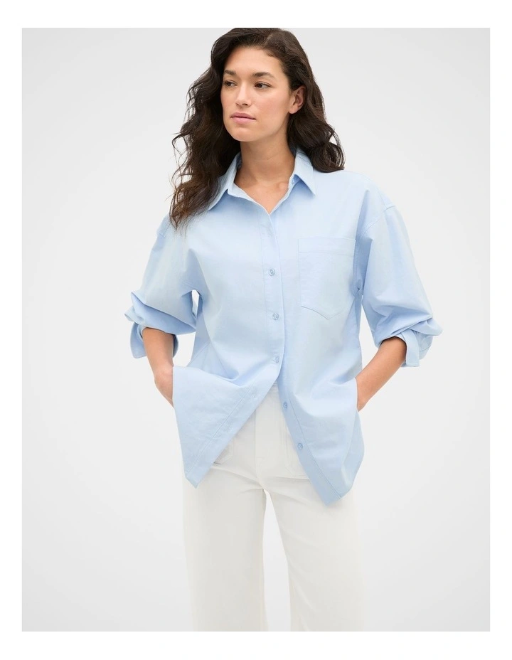 Cotton Relaxed Shirt in Blue image 1