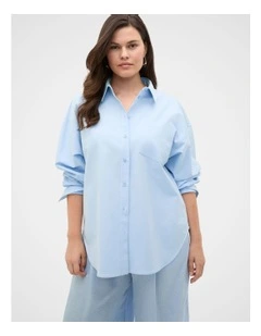 Cotton Relaxed Shirt in Blue