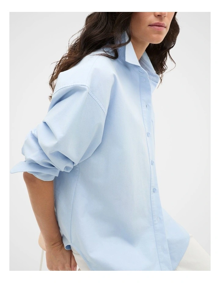 Cotton Relaxed Shirt in Blue image 3