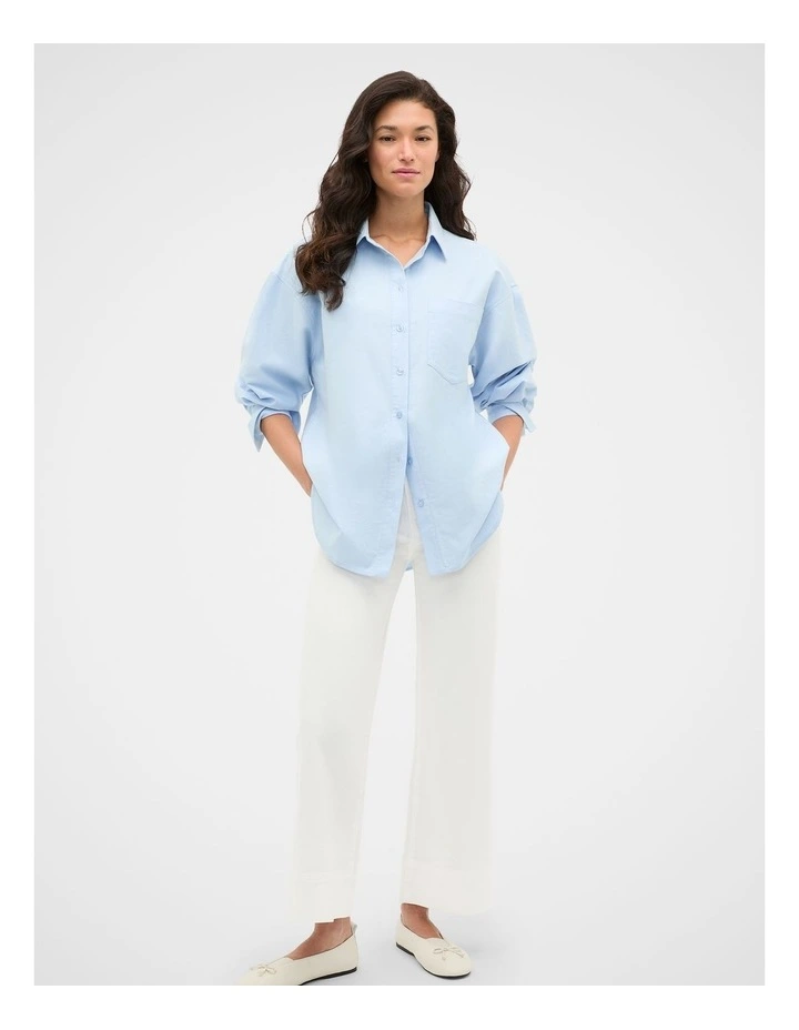 Cotton Relaxed Shirt in Blue image 4