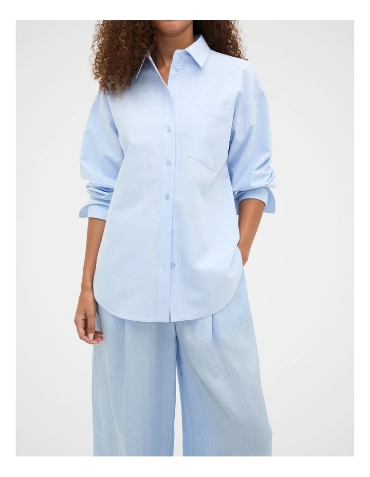Cotton Relaxed Shirt in Blue image 4