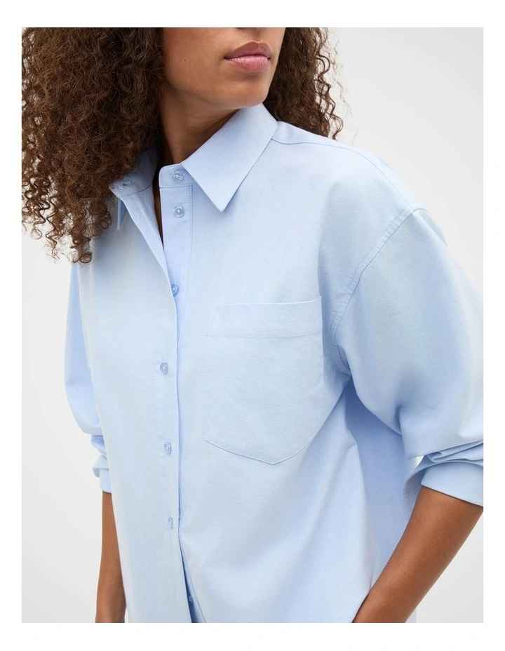 Cotton Relaxed Shirt in Blue image 7