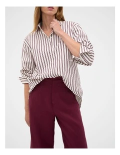 Stripe Cotton Oversized Shirt in Purple