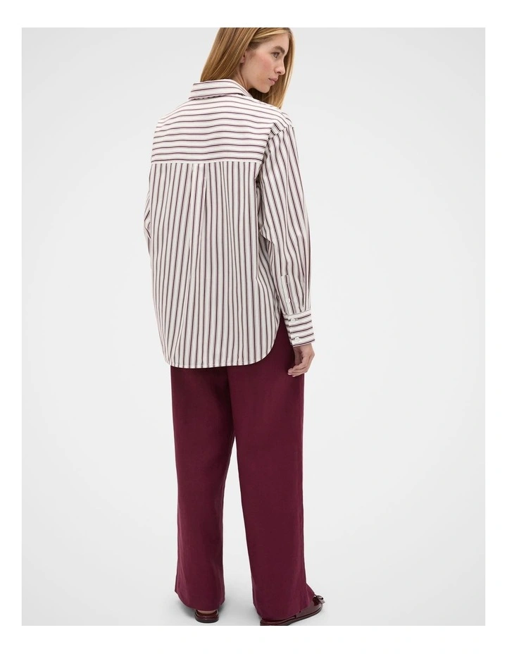Stripe Cotton Oversized Shirt in Purple image 2