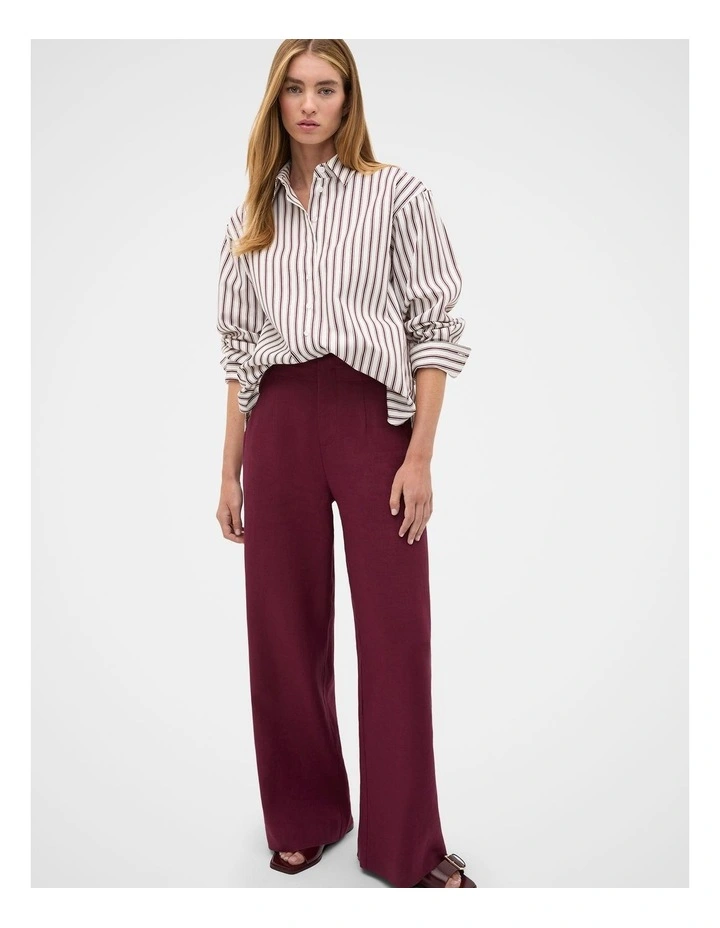 Stripe Cotton Oversized Shirt in Purple image 4
