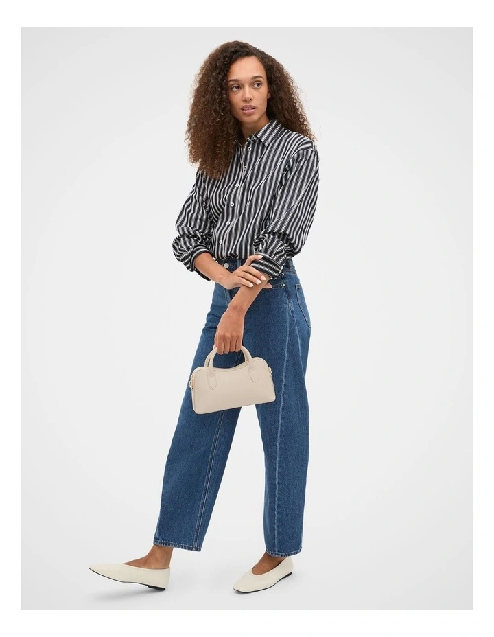 Stripe Cotton Oversized Shirt in Blue image 6