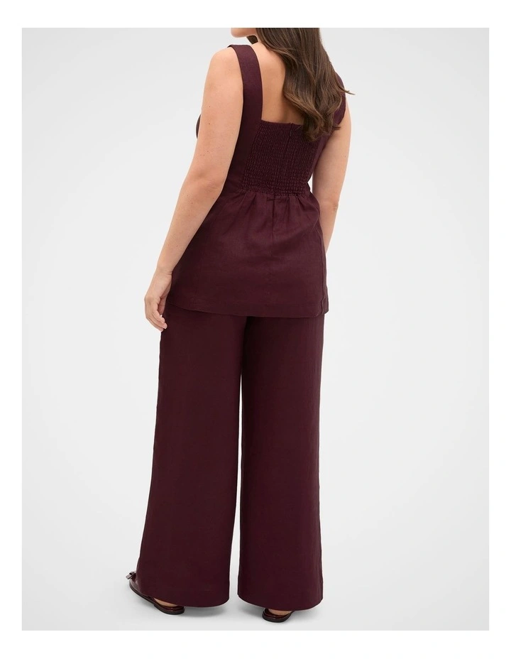 Linen Longline Waisted Top in Purple image 2