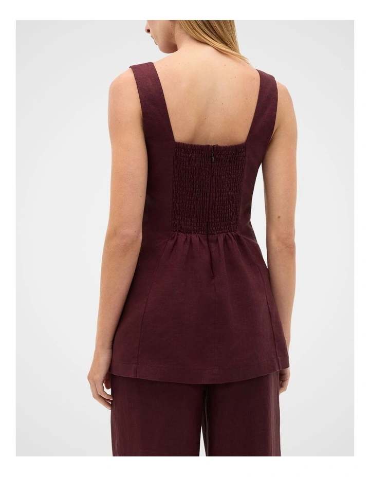Linen Longline Waisted Top in Purple image 6