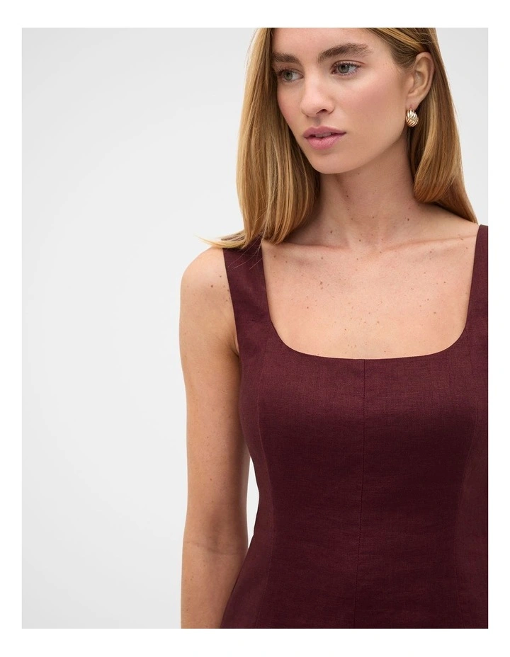 Linen Longline Waisted Top in Purple image 7
