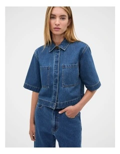 Denim Boxy Shirt in Blue