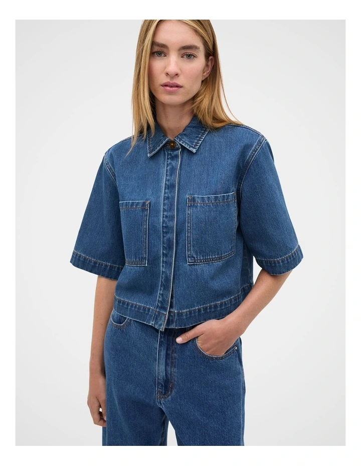 Denim Boxy Shirt in Blue image 1