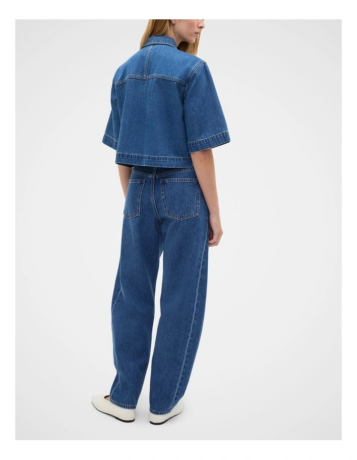 Denim Boxy Shirt in Blue image 2