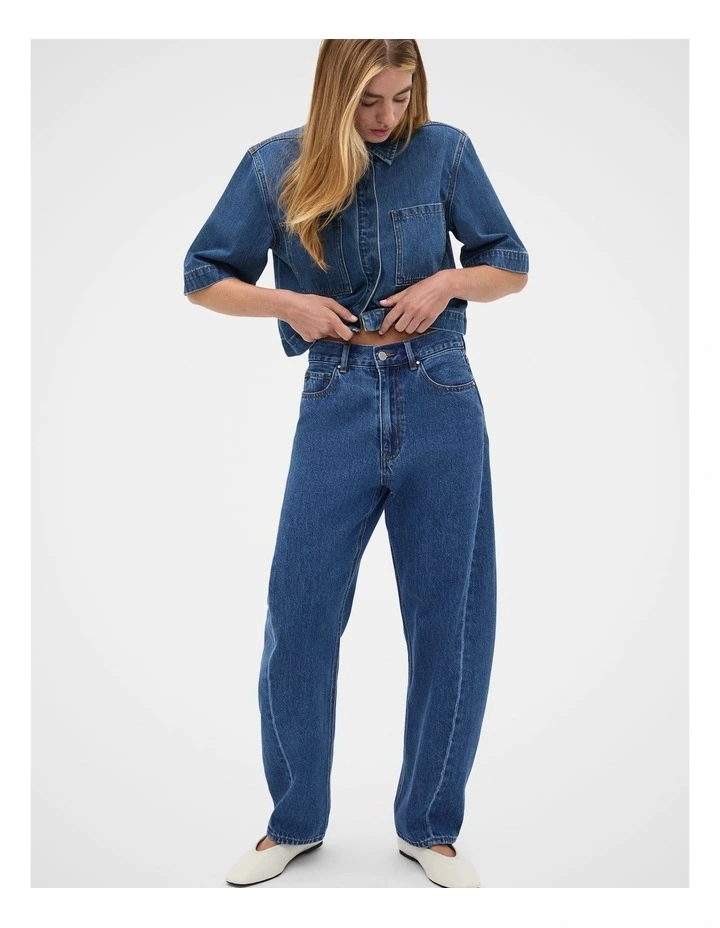 Denim Boxy Shirt in Blue image 3