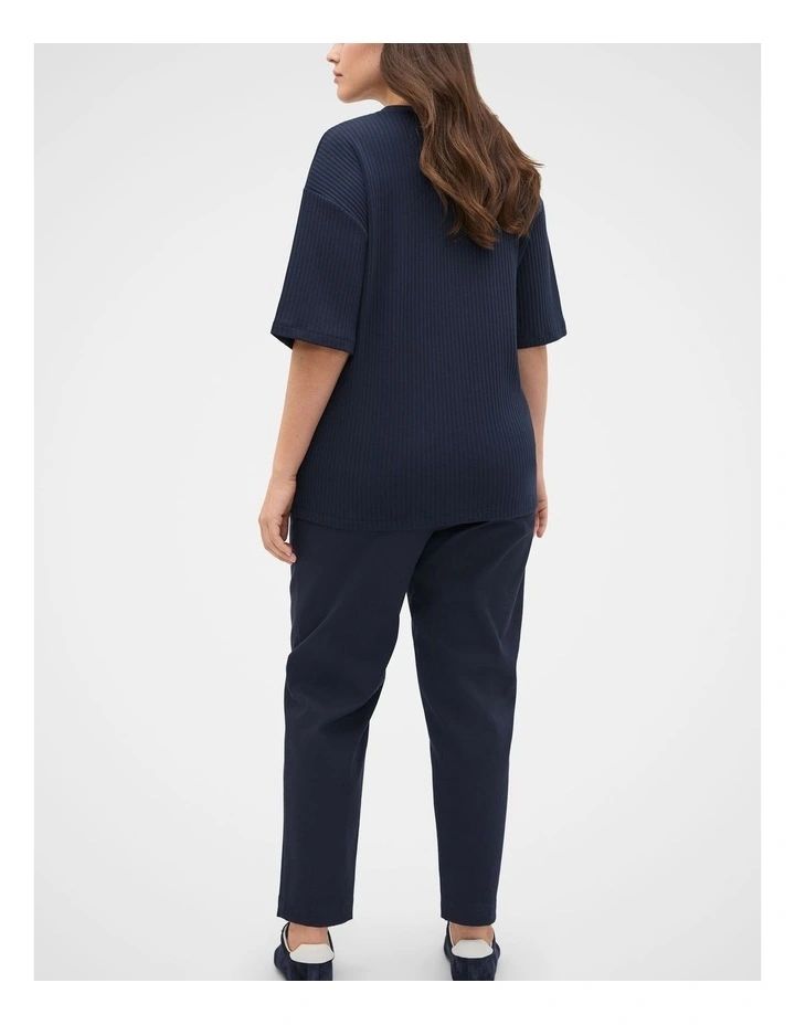 Cotton Rib Longline Tee in Blue image 2