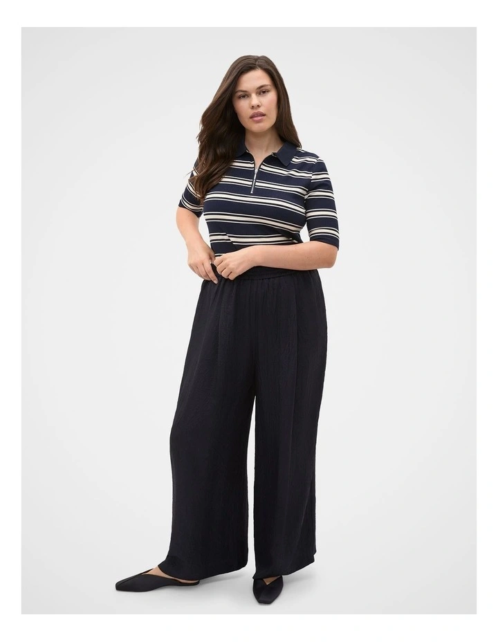 Variegated Rib Polo Top in Blue image 3