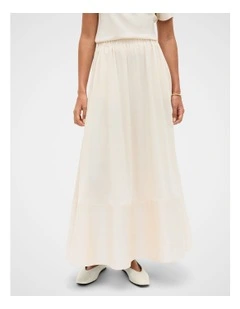 Jersey Spliced Midi Skirt in Coconut Cream