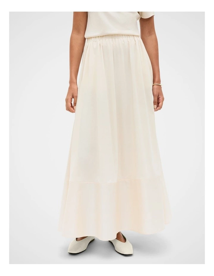Jersey Spliced Midi Skirt in Coconut Cream image 1