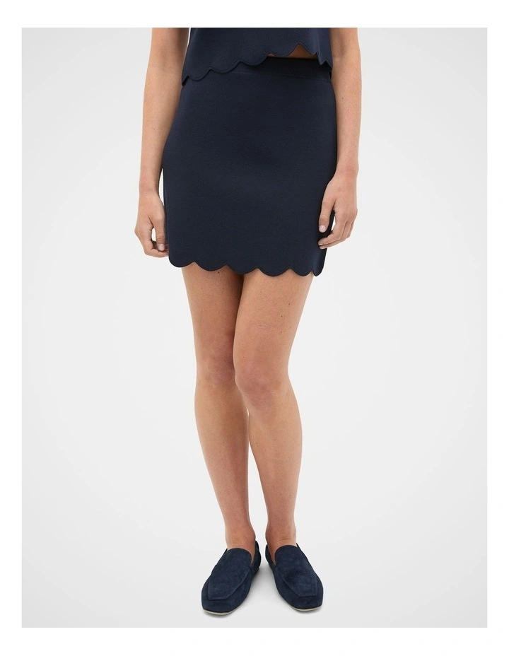 Scallop Crepe Knit Skirt in Twilight Blue image 1