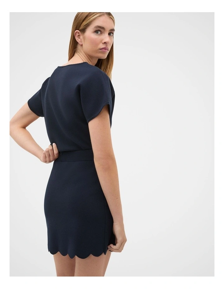 Scallop Crepe Knit Skirt in Twilight Blue image 2