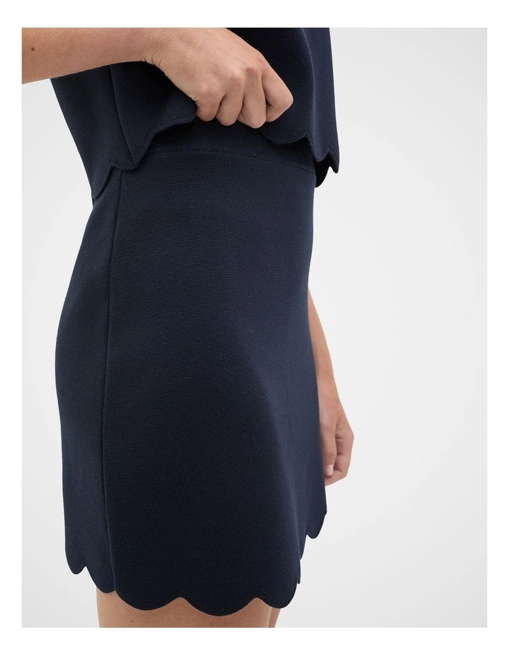 Scallop Crepe Knit Skirt in Twilight Blue image 3