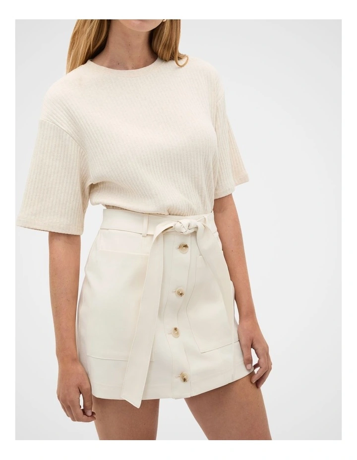 Belted Pocket Mini Skirt in Coconut Cream image 1
