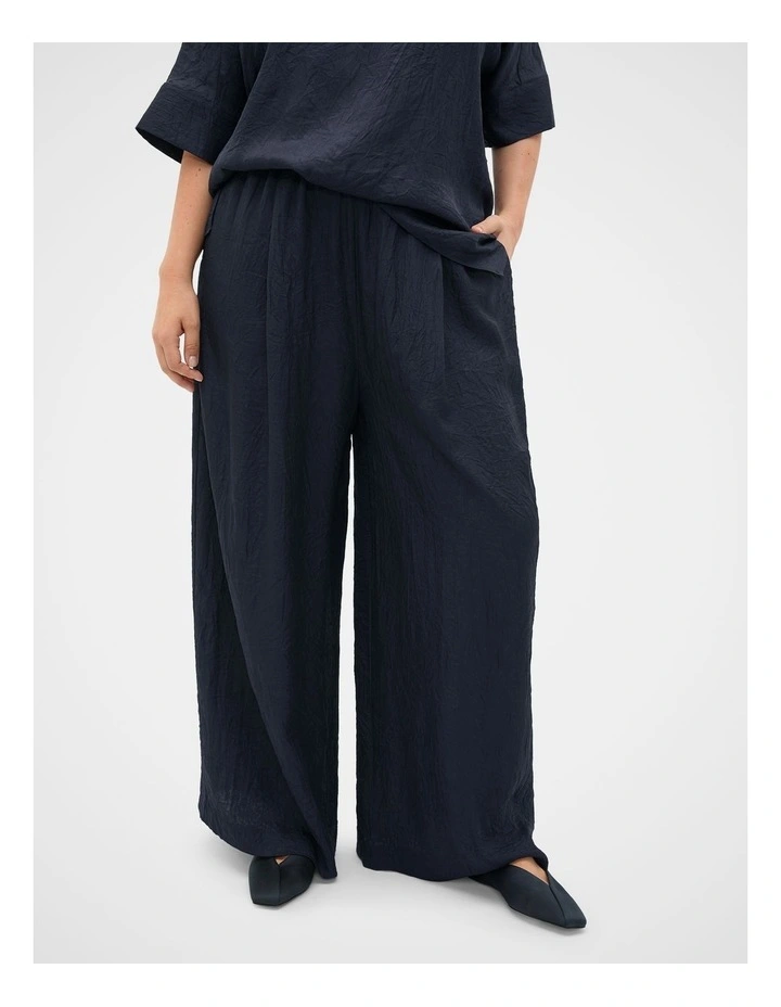 Textured Satin Gathered Pant in Twilight Blue image 1