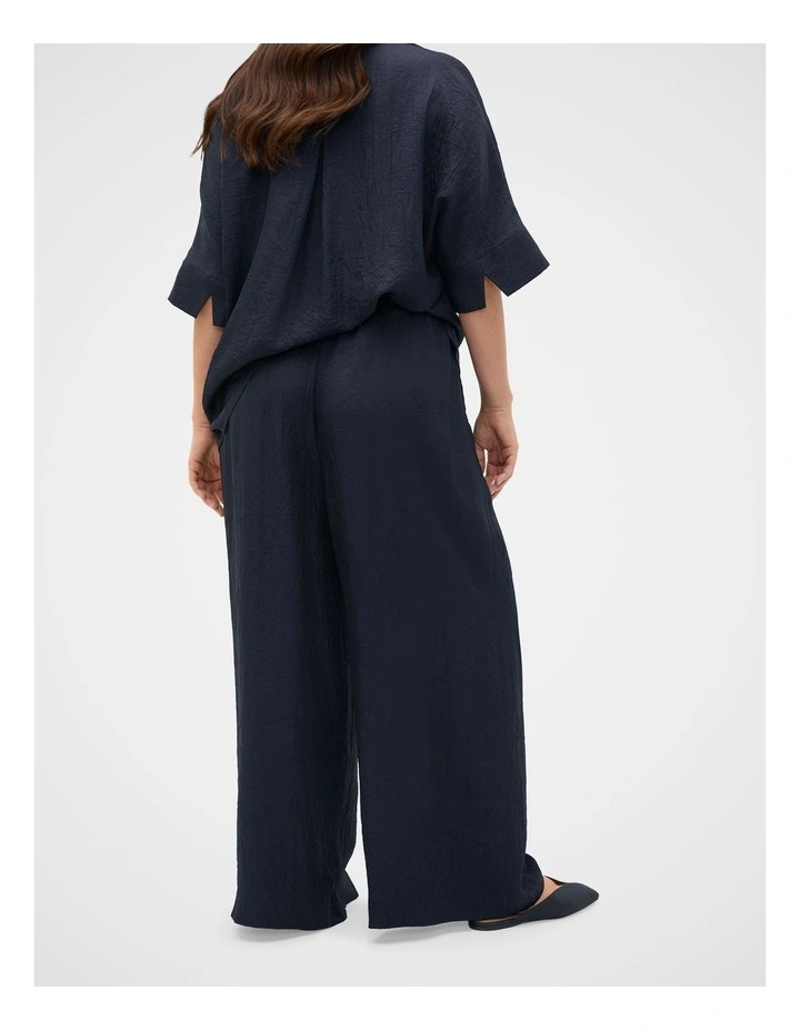 Textured Satin Gathered Pant in Twilight Blue image 2