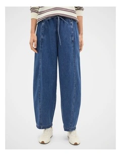 Denim Barrel Leg Jogger in Heritage Wash