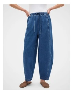 Denim Barrel Leg Jogger in Heritage Wash