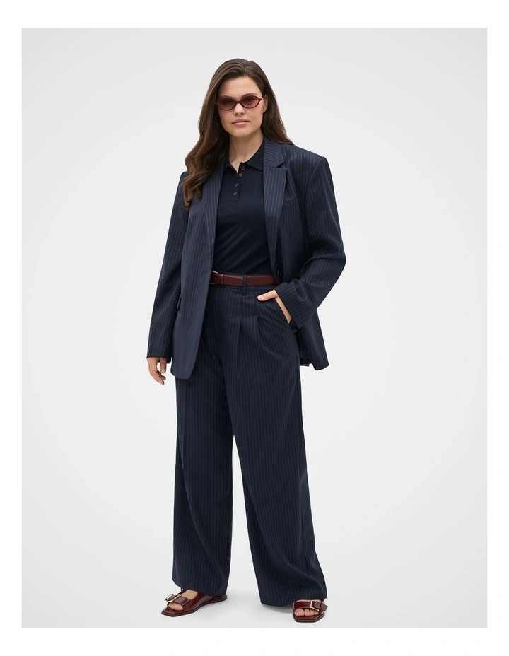 Wool Blend Pinstripe Blazer in Twilight Blue Stripe image 3